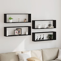 vidaXL Vägghyllor 4 st Svart Ek 80x15x26 cm Konstruerat trä