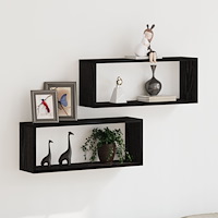 vidaXL Vägghyllor 2 Pack Svart Ek 60x15x23 cm Tillverkade av konstruerat trä