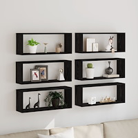 vidaXL Vägghyllor 6 st svart ek 60x15x23 cm konstruerat trä