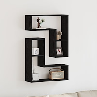 vidaXL Vägghyllor 2 st Svart Ek 50x15x85 cm Ingenjör trä