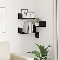 vidaXL Vägghörnhylla Svart Ek 40x40x49,5 cm Konstruerat trä