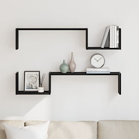 vidaXL Väggmonterad Hylla 2 stycken Svart Ek 100x15x70 cm Konstruerat Trä