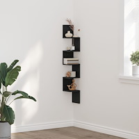 vidaXL Vägg Hörnhylla Svart Ek 20x20x127,5 cm Konstruerat Trä