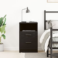 vidaXL Sängbord Svart Ek 40x35x65 cm Tillverkat av Konstruerat trä