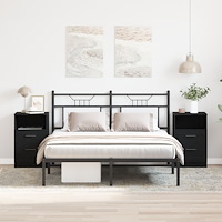 vidaXL Sängbord 2 st Svart Ek 40x35x65 cm Konstruerat trä