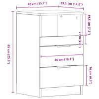 vidaXL Sängbord 2 st svart ek 40x35x65 cm konstruerat trä