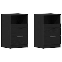 vidaXL Sängbord 2 st svart ek 40x35x65 cm konstruerat trä