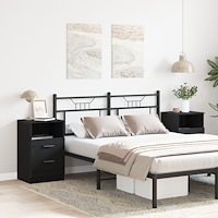 vidaXL Sängbord 2 st svart ek 40x35x65 cm konstruerat trä