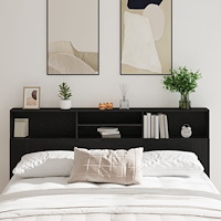 vidaXL Svart Ek Sänggavel Skåp, 200 x 19 x 103,5 cm, Konstruerat trä