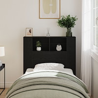 vidaXL Sänggavel Skåp Svart Ek 100x19x104,5 cm Tillverkat av Konstruerat Trä