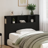 vidaXL Svart Ek Huvudgavel Skåp - 140x19x104.5 cm - Tillverkat av Träfaner