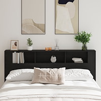 vidaXL Huvudgavel med bokhylla svart ek 200x18,5x104,5 cm