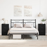 vidaXL Sängbord 2-pack Svart Ek 40x65x65 cm Tillverkat av Konstruerat trä