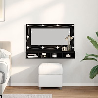vidaXL Spegelskåp med LED svart ek 90x31.5x62 cm