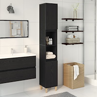 vidaXL Badrumsskåp svart ek 30x30x190 cm konstruerat trä
