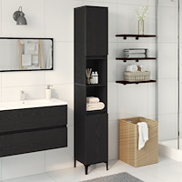vidaXL Badrumsskåp svart ek 30x30x190 cm konstruerat trä