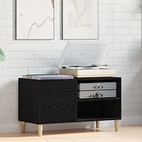 vidaXL Skåp för vinylskivor svart ek 84,5x38x48 cm konstruerat trä