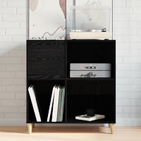 vidaXL Skåp för vinylskivor svart ek 84,5x38x89 cm konstruerat trä