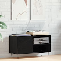 vidaXL Skåp för vinylskivor svart ek 84,5x38x48 cm konstruerat trä