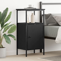 vidaXL Sängbord Svart Ek 41x31x80 cm Konstruerat trä