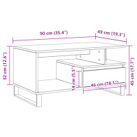 vidaXL Soffbord svart ek 90x49x45 cm konstruerat trä