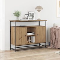 vidaXL Sidbord artisan ek 100x35x80 cm konstruerat trä och stål