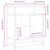 vidaXL Sideboard svart ek 69x35x80 cm konstruerat trä och stål