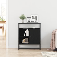vidaXL Sideboard svart ek 69x35x80 cm konstruerat trä och stål