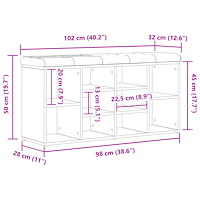 vidaXL Förvaringsbänk svart ek 100x30x48 cm konstruerat trä