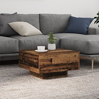 vidaXL Kaffeebord med LED-lampor Gamla träet 55x55x31 cm