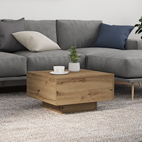 vidaXL Kaffeebord med LED-lampor Artisan Ek 55x55x31 cm