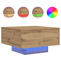 vidaXL Soffbord med LED-lampor artisan ek 55x55x31 cm