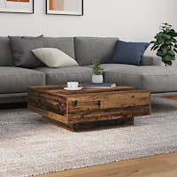 vidaXL Kaffe Bord med LED-lampor Gamla Trä 80x80x31 cm