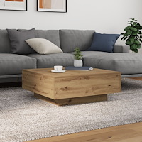 vidaXL Kaffeebord med LED-lampor Artisan Ek 80x80x31 cm