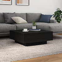 vidaXL Soffbord med LED-lampor svart ek 80x80x31 cm