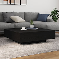 vidaXL Soffbord med LED-lampor svart ek 100x100x31 cm