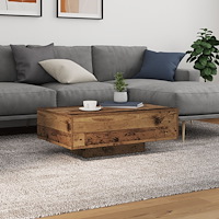 vidaXL Kaffeebord med LED-lampor Gamla trä 85x55x31 cm