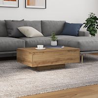vidaXL Kaffeebord med LED-lampor Artisan Ek 85x55x31 cm