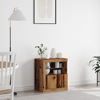 vidaXL Sideboard med LED-lampor återvunnet trä 60,5x37x67 cm