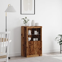 vidaXL Sideboard med LED-lampor gammalt trä 60,5x37x100 cm