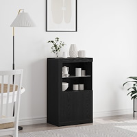 vidaXL Sideboard med LED-lampor svart ek 60,5x37x100 cm