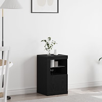vidaXL Sideboard med LED-lampor svart ek 41x37x67 cm