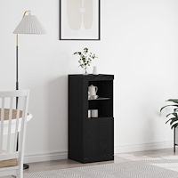 vidaXL Sideboard med LED-lampor svart ek 41x37x100 cm