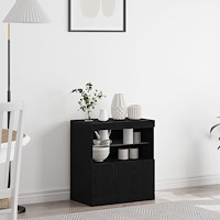 vidaXL Sideboard med LED-lampor svart ek 60x37x67 cm