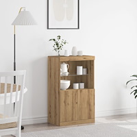 vidaXL Sideboard med LED-lampor artisan ek 60x37x100 cm