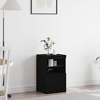 vidaXL Sideboard med LED-lampor svart ek 41x37x67 cm