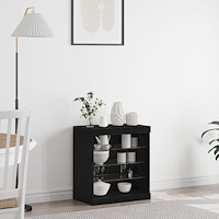 vidaXL Sideboard med LED-lampor svart ek 60,5x37x67 cm