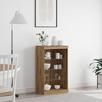 vidaXL Sideboard med LED-lampor artisan ek 60,5x37x100 cm