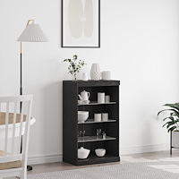 vidaXL Sideboard med LED-lampor svart ek 60,5x37x100 cm