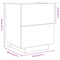 vidaXL Sängbord med LED-lampor artisan ek 45x40x55 cm